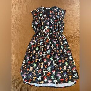 Black Mushroom Print Casual Dress